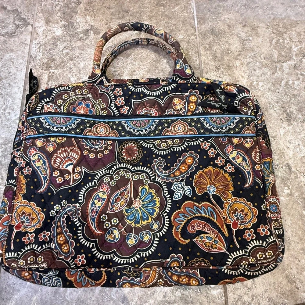 Vera Bradley Quilted Tote Bag Retired Paisley Pattern Cotton Zip Top Work Travel